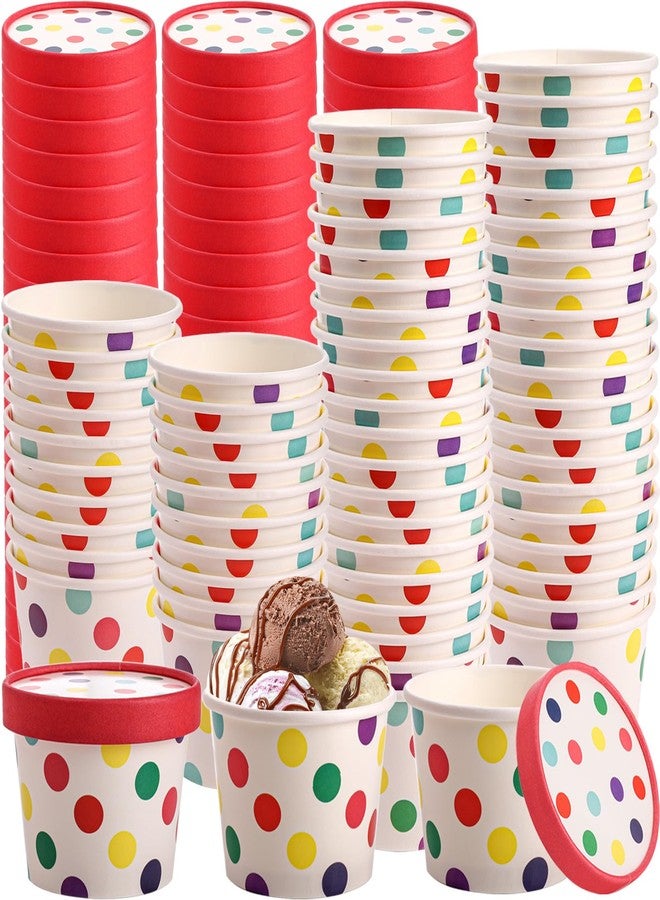 Dicunoy 60 Pack 8 oz Paper Ice Cream Cups with Lids, Disposable Sundae Dessert Bowls, Frozen Yogurt Containers Party Supplies for Hot and Cold Food, Soup, Frozen Yogurt, Salad, Fruit - Image 1